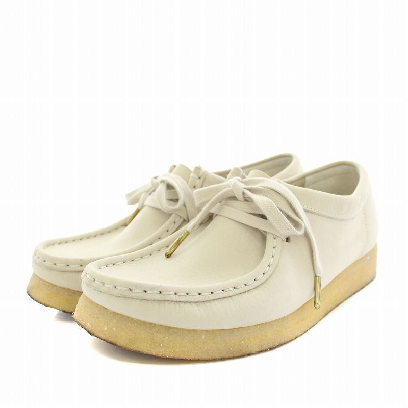 希少新品CLARKSクラークス Wallabee(ワラビー)白26.5cm クラークス clarks ワラビー Wallabee モカシン シューズ レザー