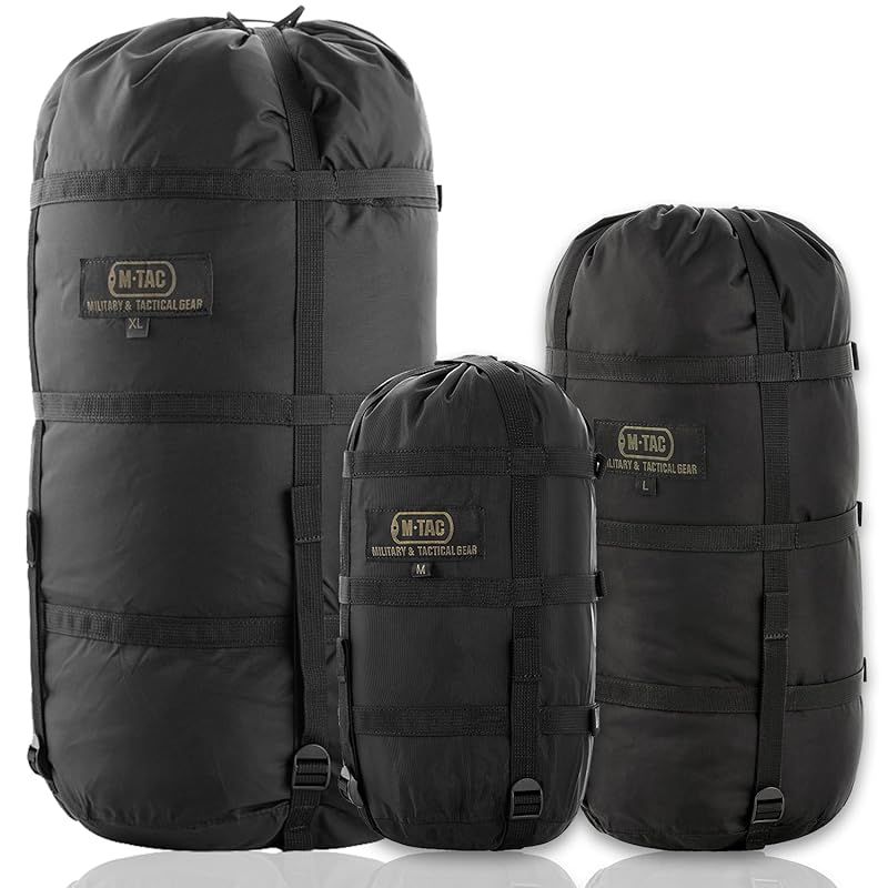 【新品】 M-Tac 圧縮スタッフサック 寝袋用 ミリタリー 防水 圧縮バッグ 軽量ナイロン圧縮袋 旅行 キャンプ ハイキング アウトドア用 (ブラック, XL - 40リットル) 1