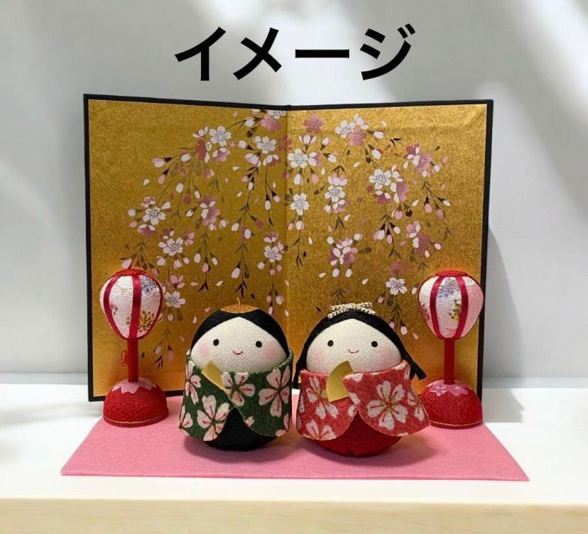 お雛様小物セット 桜金屏風15㎝ ちりめん花ぼんぼり ひな道具