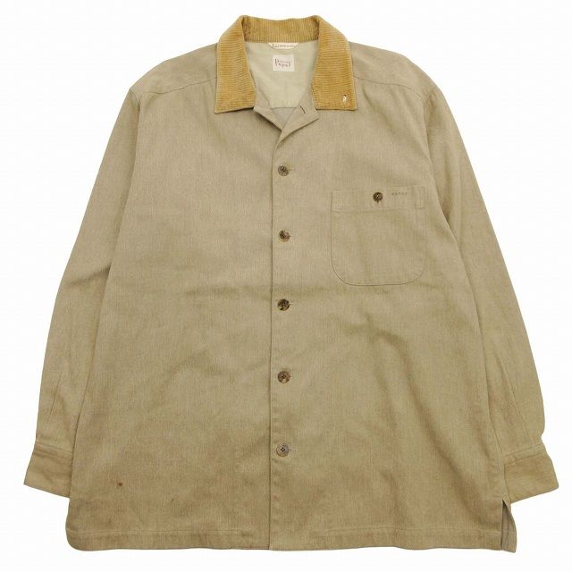パパス Papas コットン シャツジャケット 襟コーデュロイ