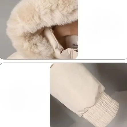 アイボリー再入荷 ◾️エコファー付フードクロップド中綿ジャンパー