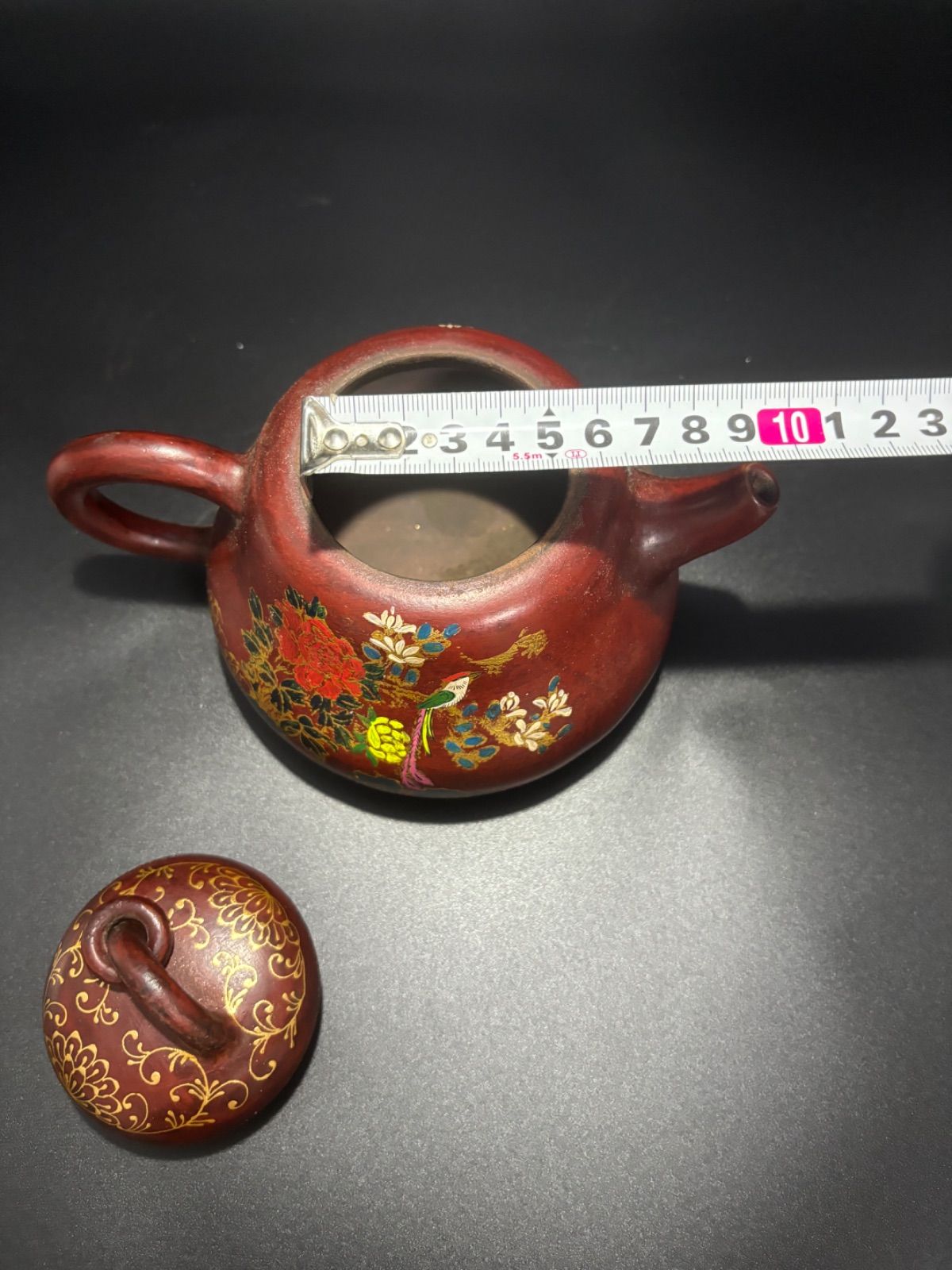 中国 紫砂壺 描金彩繪 壺 漆器盒付 茶道品 煎茶道具 文房賞物