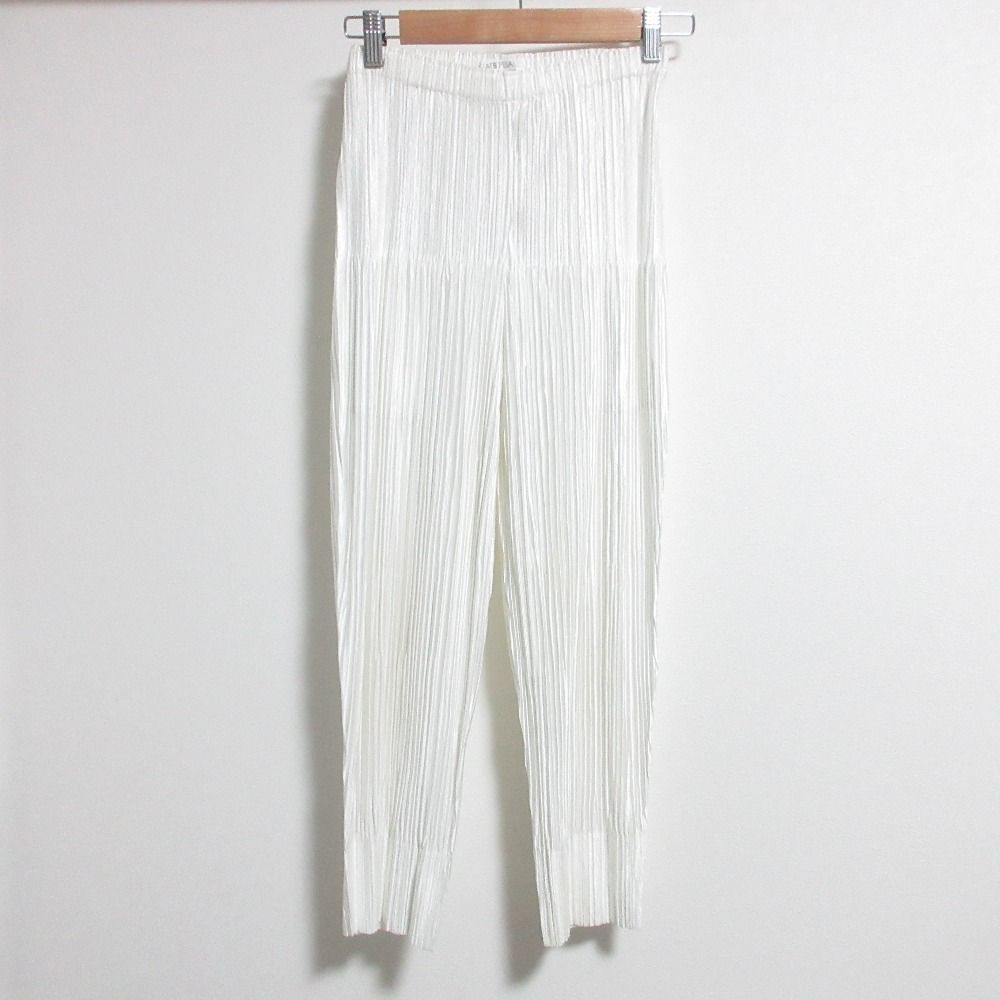 PLEATS PLEASE プリーツプリーズ イッセイミヤケ イージーパンツ PP41-JF182 サイズ3 ホワイト レディース 古着