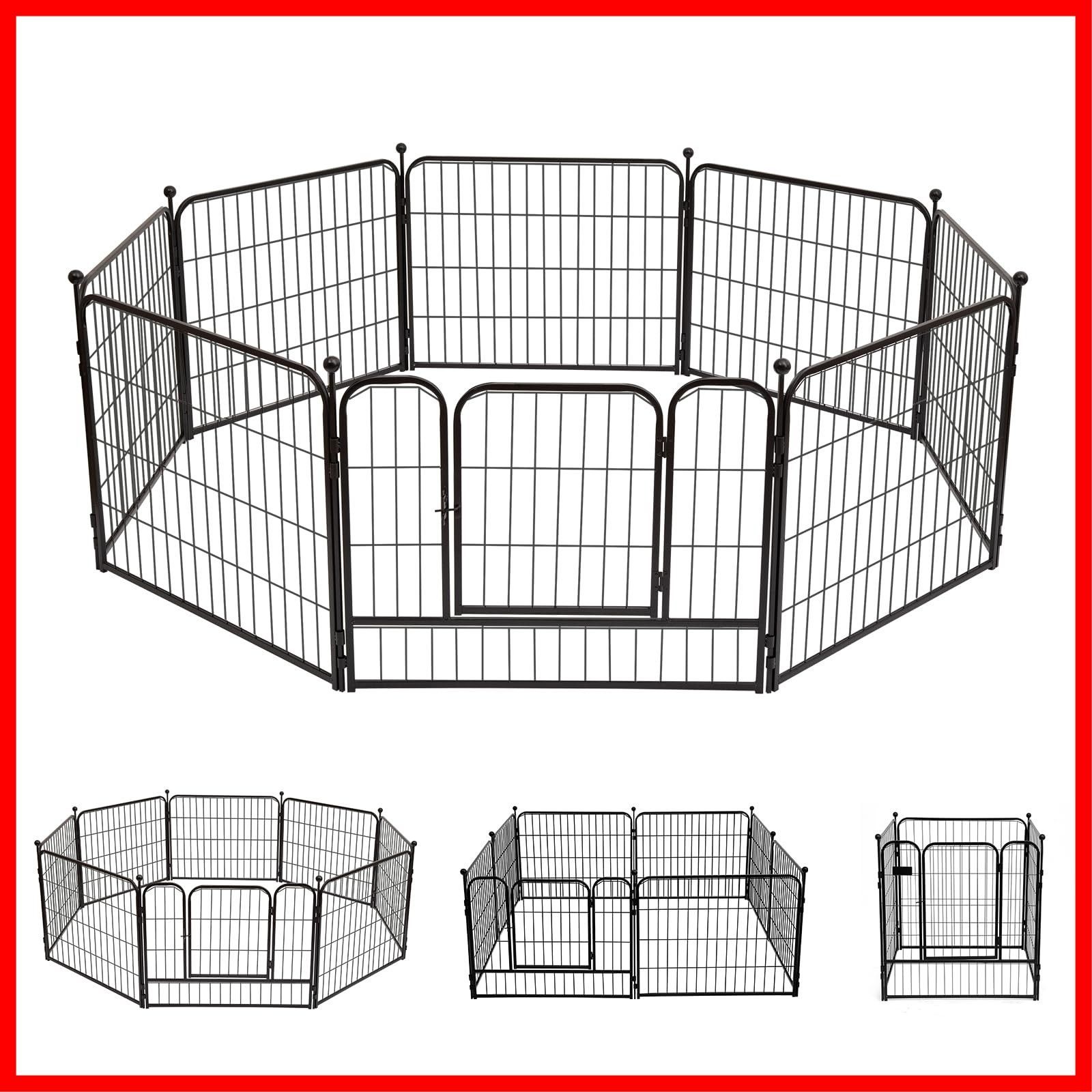 PETTOM 犬 サークル ペットフェンス 中大型犬用 スチール製