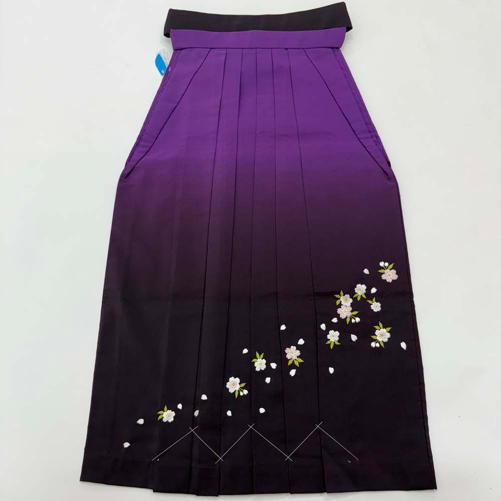 袴 S size 紐下丈87cm 行灯袴 卒業袴 女性用袴 ぼかし 刺繍 エンジ 紫 4703