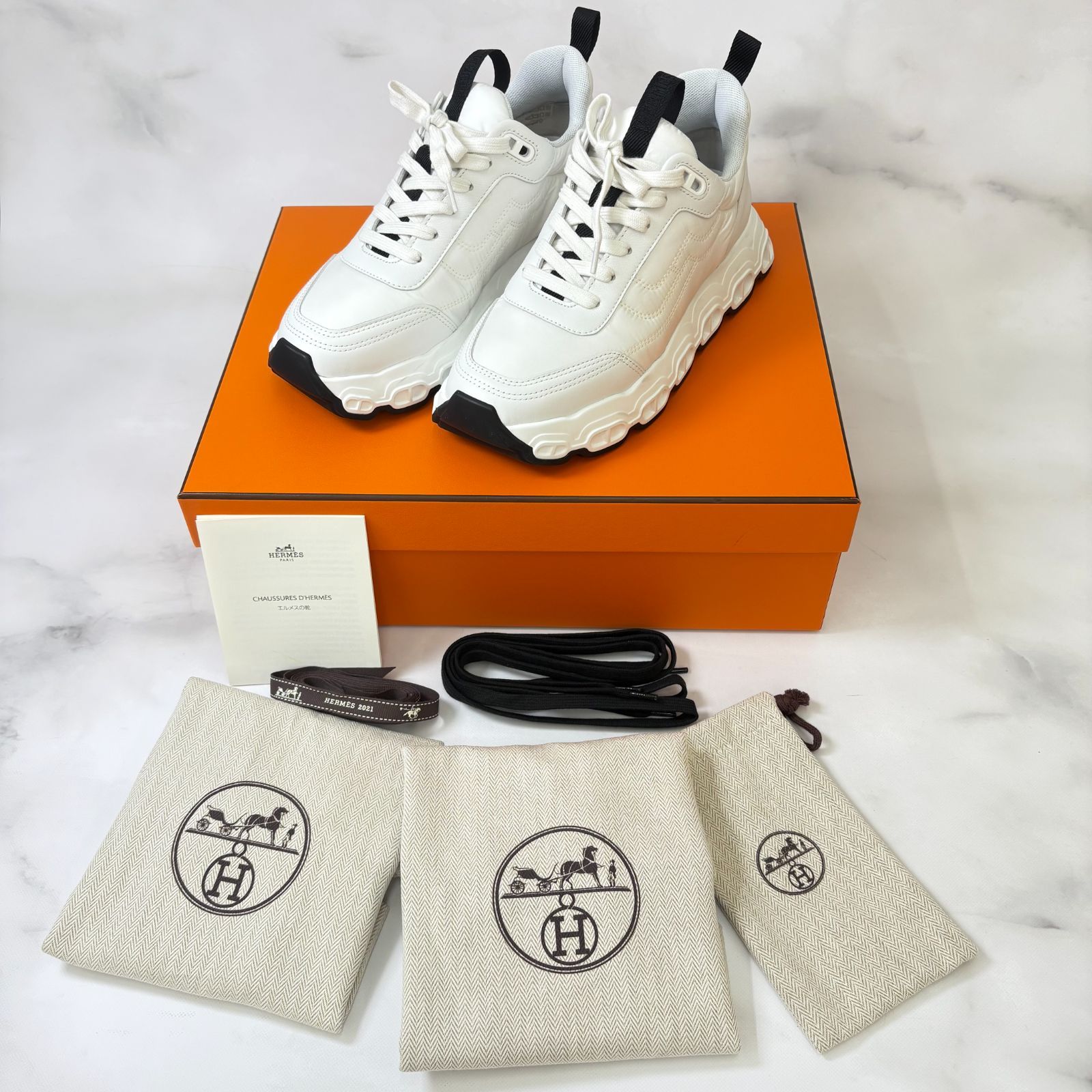 鑑定済み 】エルメス 《 インパルス 》 37.5 ホワイト ブラック