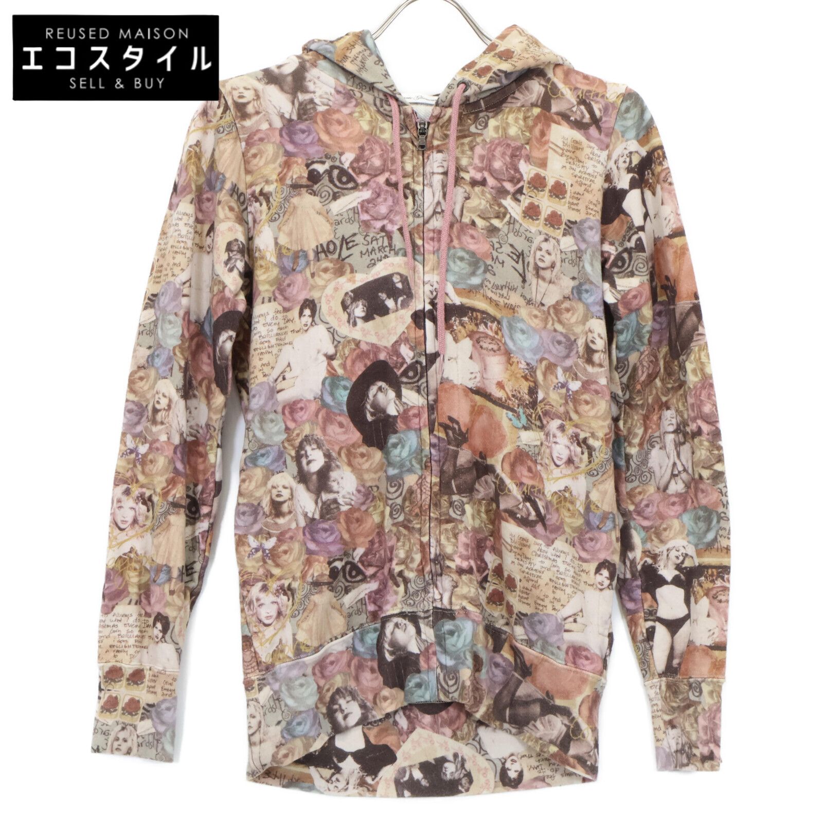 HYSTERIC GLAMOUR ヒステリックグラマー ×COURTNEY LOVE ﾏﾙﾁｶﾗｰ 総柄 ｽｳｪｯﾄｼﾞｯﾌﾟﾌｰﾃﾞｨ