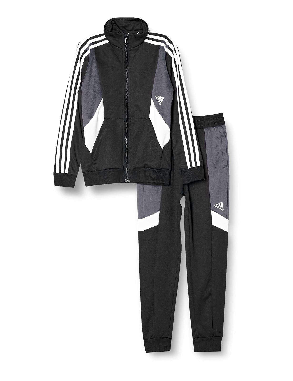 [アディダス] ジャージ上下セット キッズ カラーブロック 3ストライプス トラックスーツ ENN27 Top : ブラック [Top : ブラック/グレーファイブ/ホワイト Bottom : ブラック/グレーファイブ/ホワイト