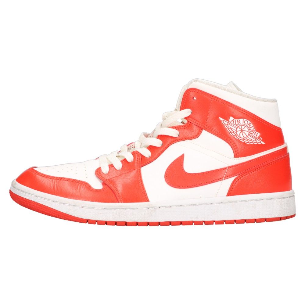 NIKE (ナイキ) WMNS AIR JORDAN 1 MID WHITE/HABANERO RED ウィメンズ エアジョーダン1 ミッド ホワイト ハバネロレッド ミッドカットスニーカー シューズ  BQ6472-116