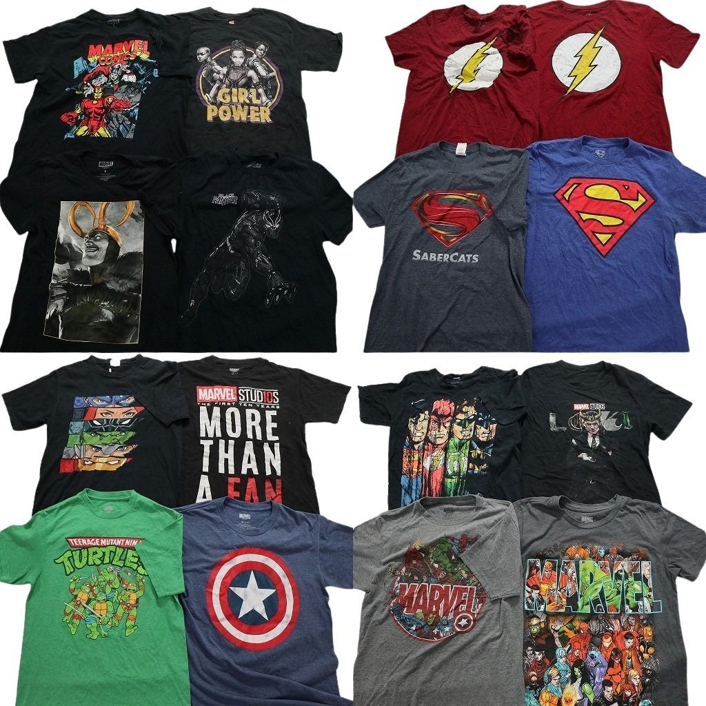 古着卸 まとめ売り マーベル DCコミック 半袖Tシャツ 16枚セット