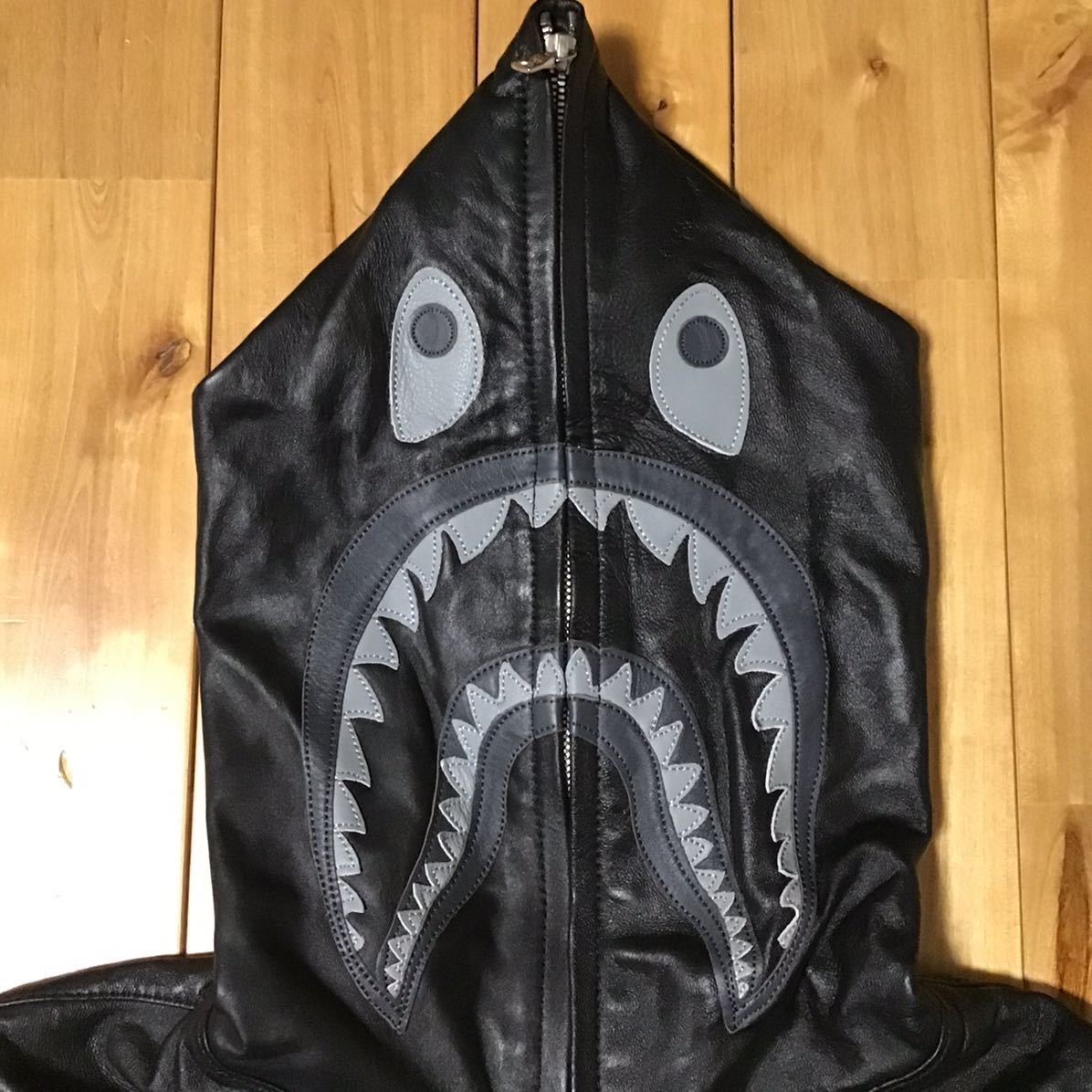 青山限定 レザー シャークパーカー BAPE shark ape エイプ ジャケット