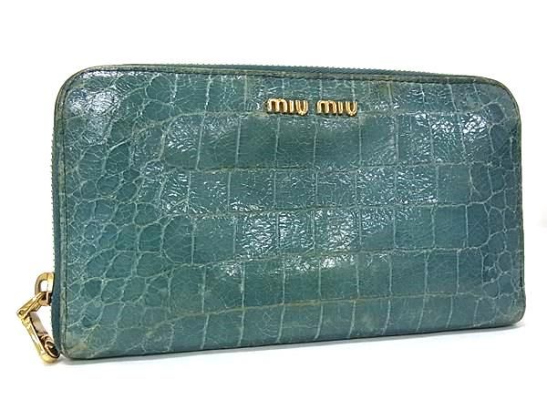 miu miu グリーン クロコダイルコインケース miu miu グリーン クロコダイルコインケース - メルカリ