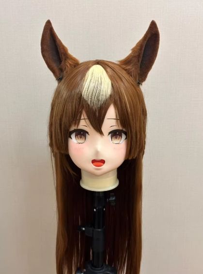 全頭マスク カツラ付き ロック付き NO.269 ドール ヘッドロリータ人形 コスプレ 変身 仮装 着ぐるみ 二次元
