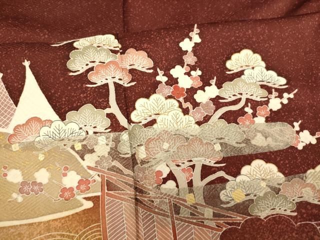 平和屋着物□訪問着 駒刺繍 舞花文 金彩 正絹 逸品 BAAS0791sa 駒刺繍