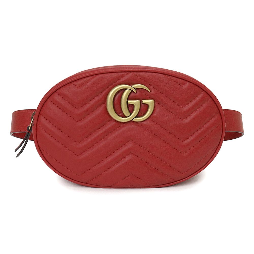 グッチ GGマーモント ベルト ボディバッグ ウエストポーチ キルティングレザー HIBIS RED レッド 赤491294 GUCCI（新品・未使用品）  - メルカリ