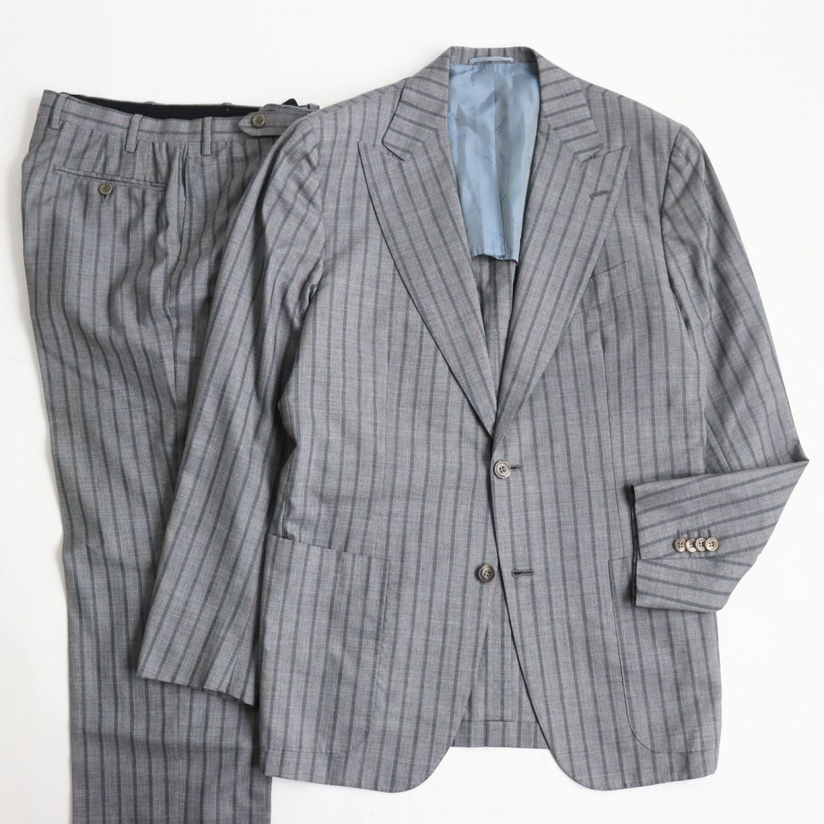 美品○Kiton キートン CIPA1960 カシミヤ×シルク ストライプ柄 