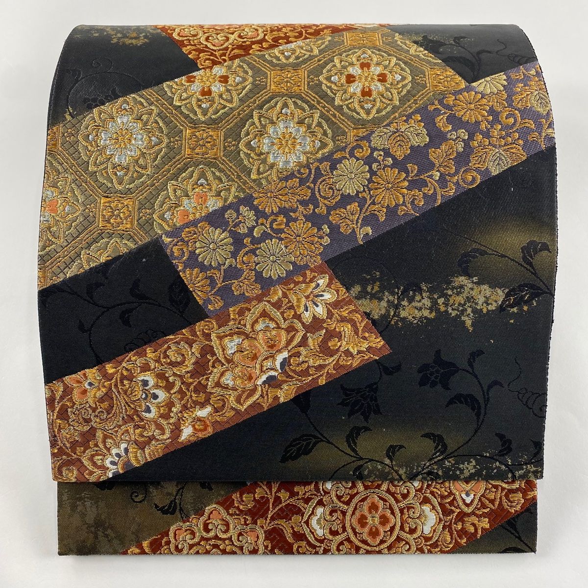 袋帯 秀品 華文 花唐草 金銀糸 箔 黒 六通 正絹 【中古】 - メルカリ