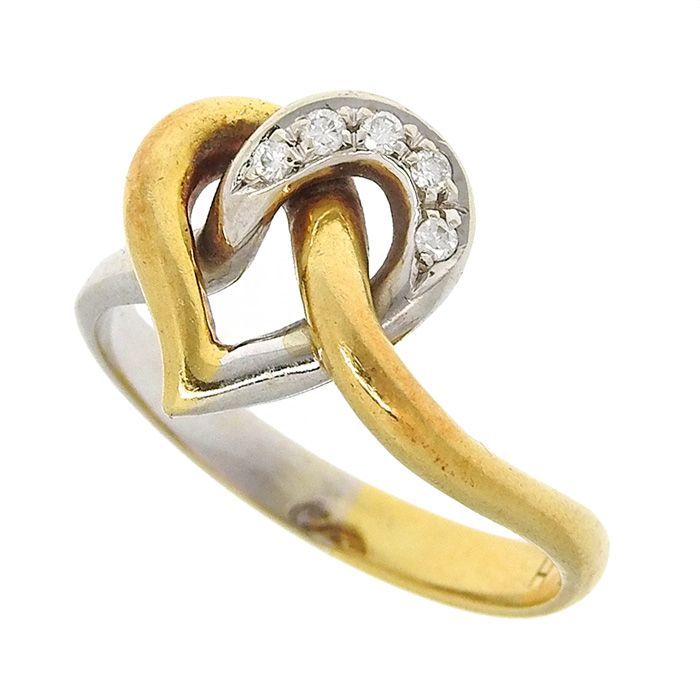 DAMIANI ダミアーニ ハート モチーフ ダイヤ リング K18YG K18WG