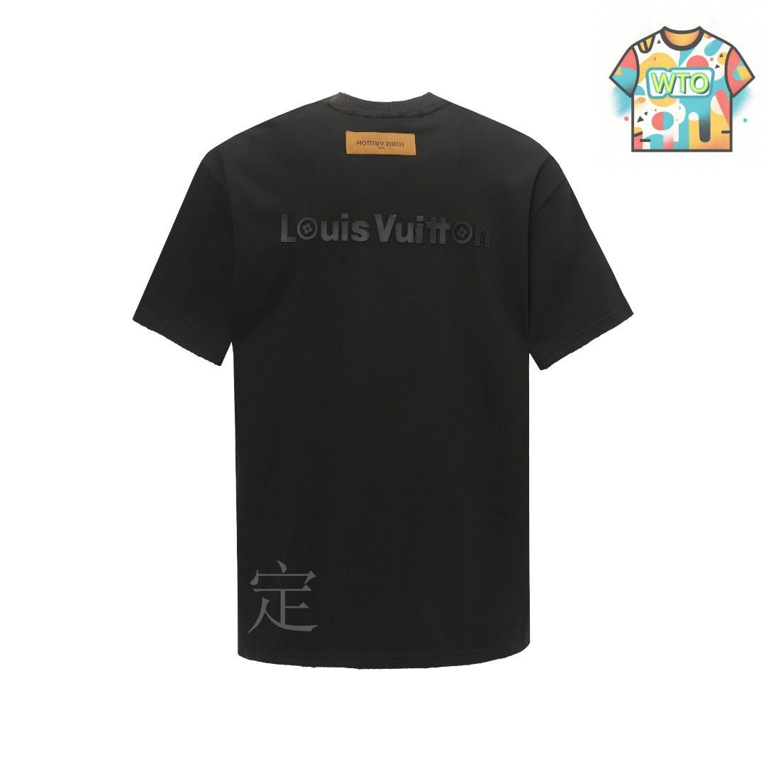 ルイヴィトン 半袖カットソー エンブロイダリーLVフラワー 刺繍 濃紺