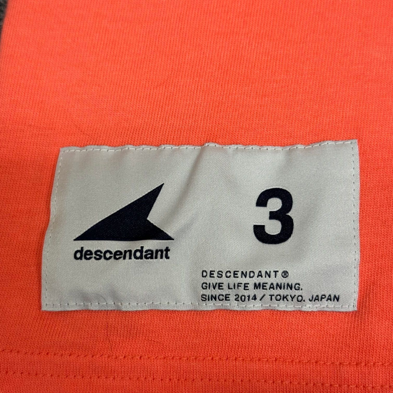 定価15400円 新品 DESCENDANT 24SS ORGANIC COTTON SS オーガニックコットンTシャツ カットソー ディセンダント 241ATDS-CSM04 オレンジ 3 76999A5