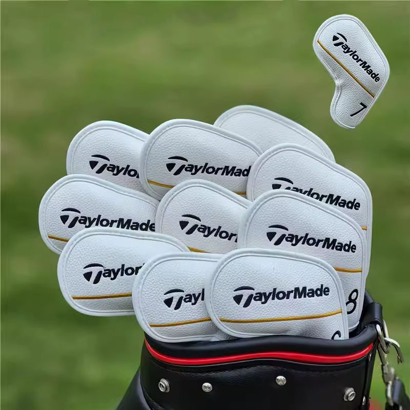 Taylormade ゴルフクラブカバー アイアンセット ゴルフヘッド保護カバー 白 10点セット