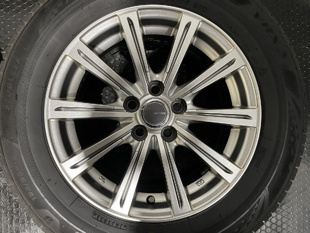 【BS BLIZZAK VRX3 195/65R15】スタッドレス【MiLLOUS 15インチ 6.5J5HPCD100+40】トヨタ純正ナット必須 21年製 50プリウス等　(MTF753)