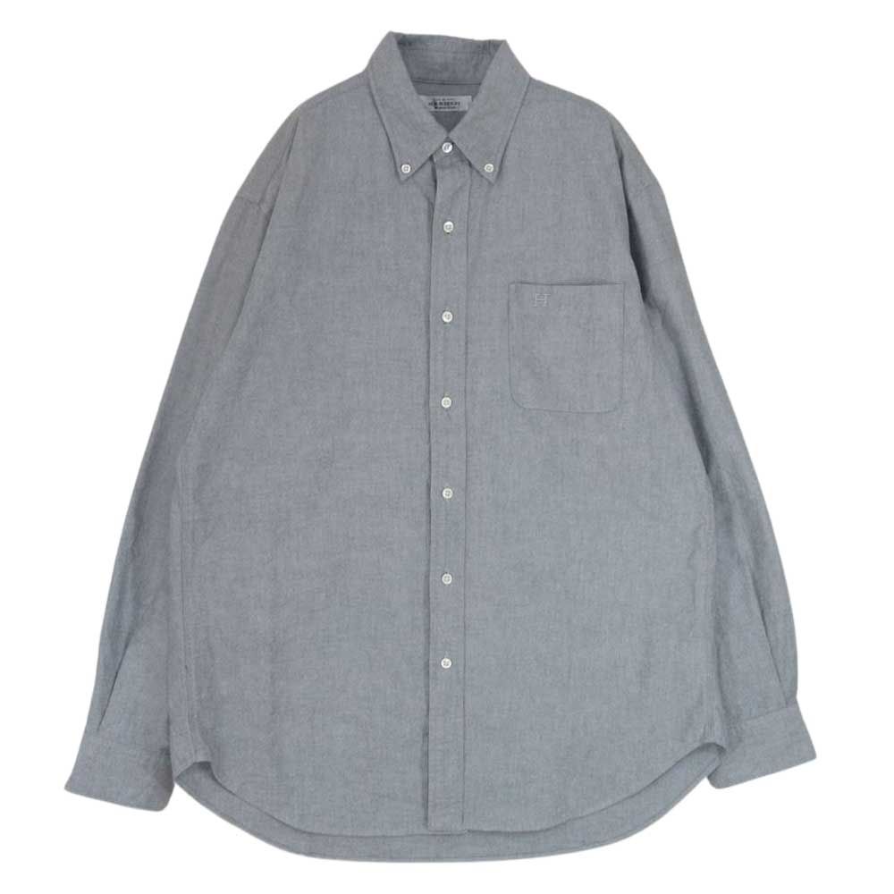 HOLLYWOOD RANCH MARKET ハリウッドランチマーケット 長袖シャツ 700083-891 H ロゴ ボタンダウン コットン 長袖 シャツ グレー系 4【中古】