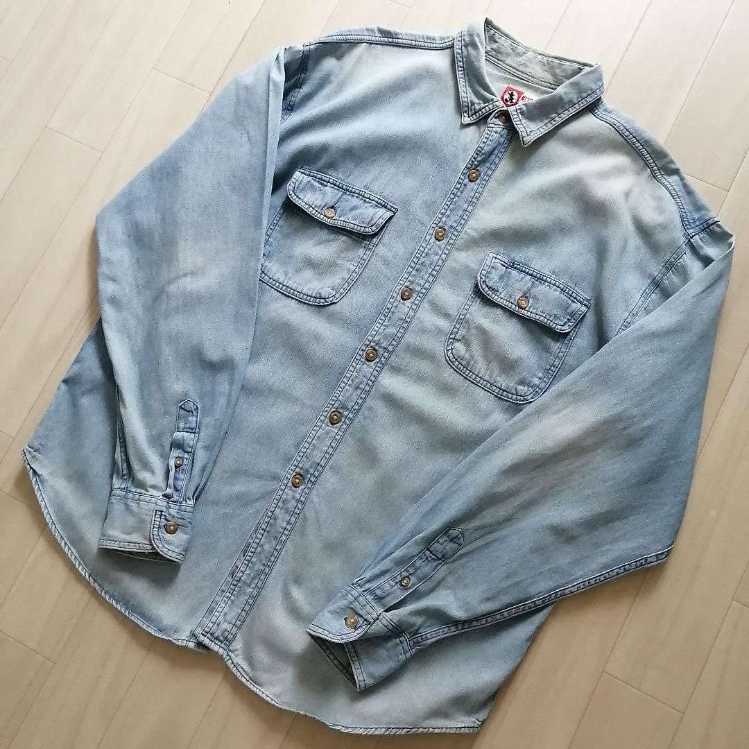 ディズニー ミッキー＆フレンズ デニムシャツ バックロゴ刺繍 XL