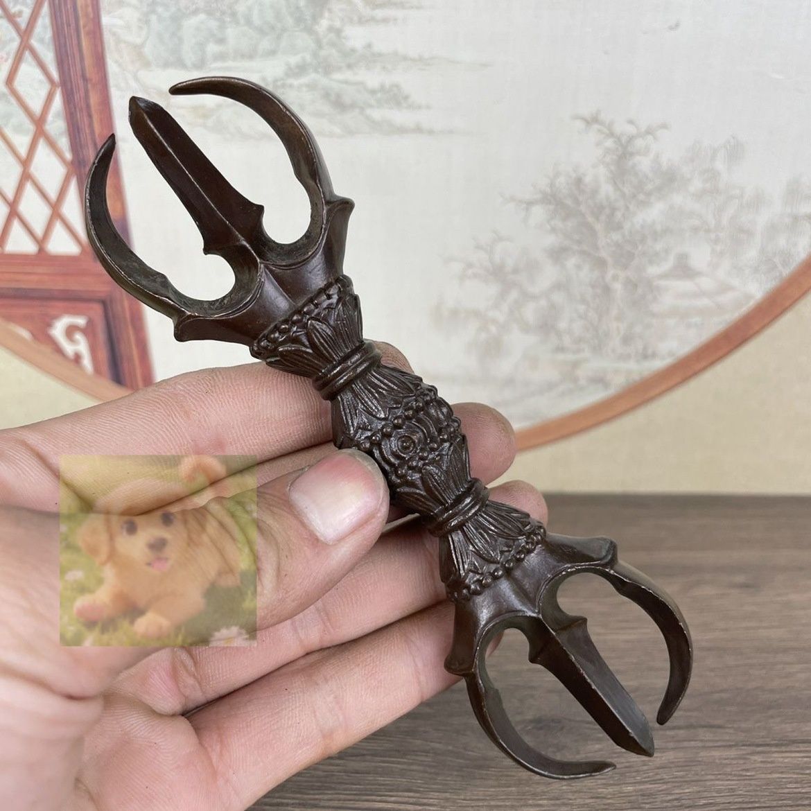 特売 真言宗「密教法具 寺院用仏具」鬼面型 三鈷杵 合金です製