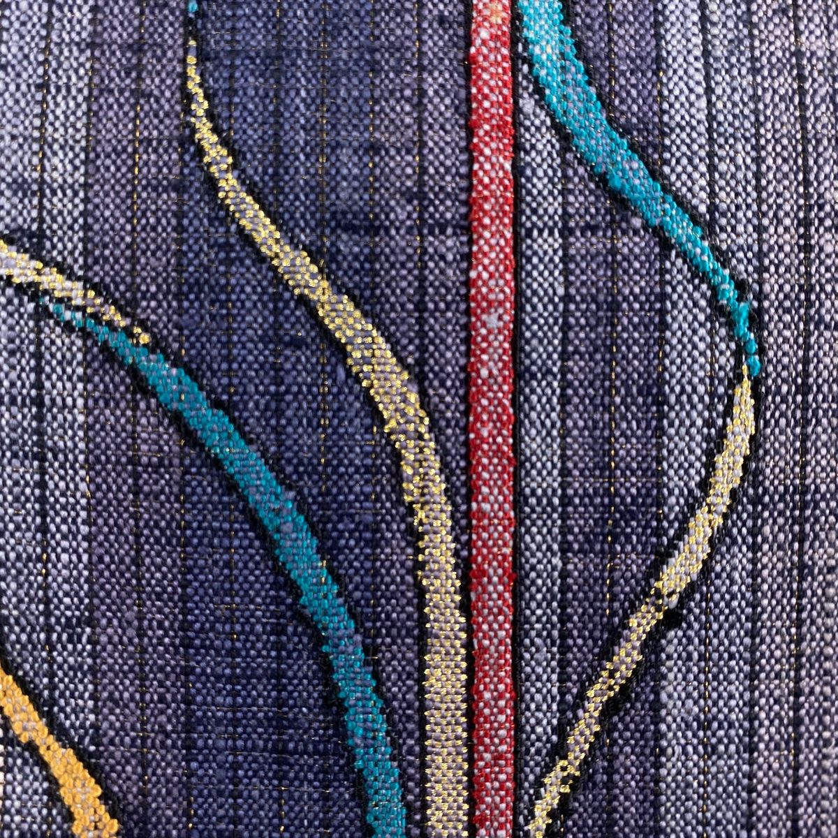 名古屋帯 美品 秀品 八寸名古屋帯 松葉仕立て 関西仕立て 縞 幾何学