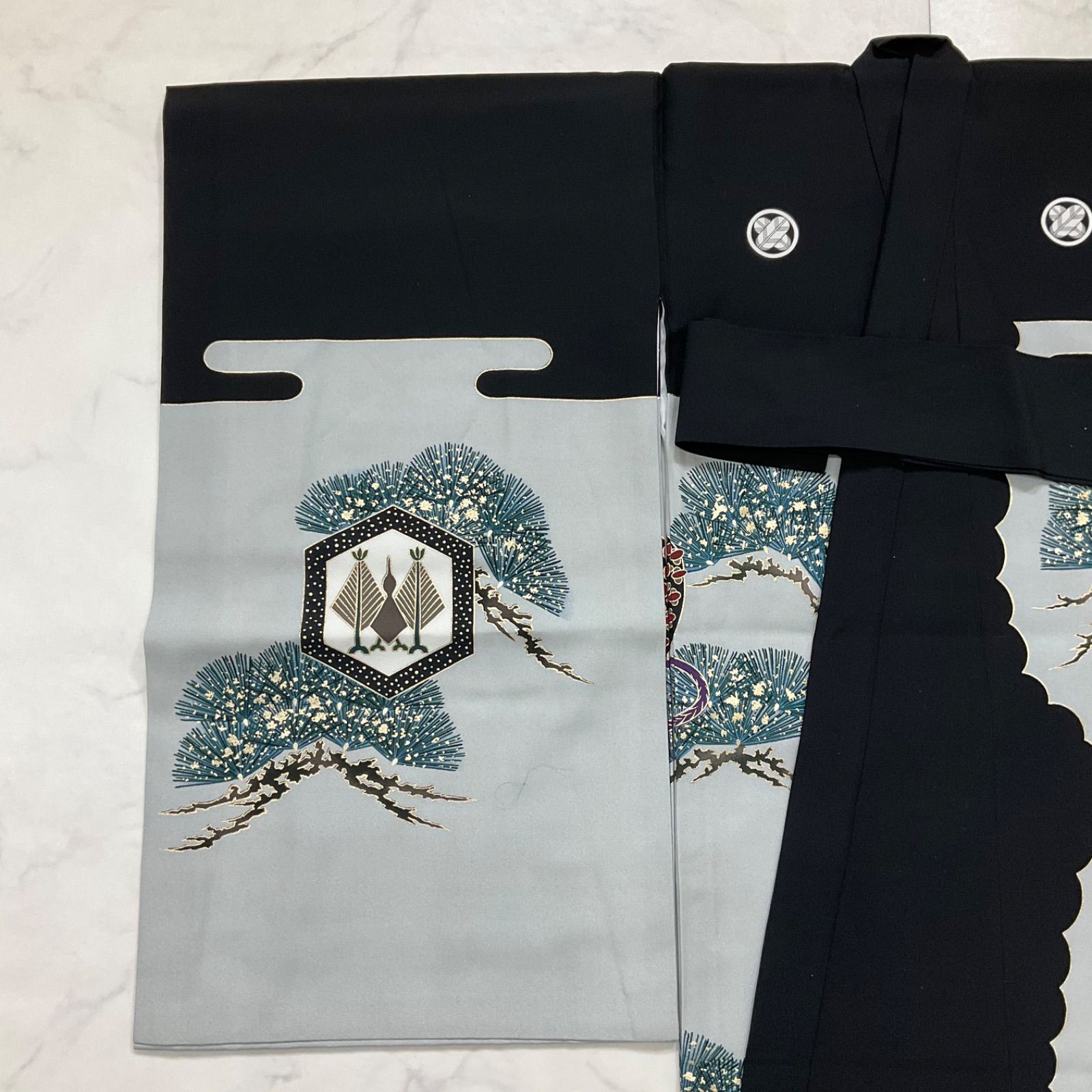 七五三 着物　産着　男の子　美品　襦袢付き ◇kimono+one◇美品◇産着◇お宮参り◇正絹◇襦袢付き◇五つ紋