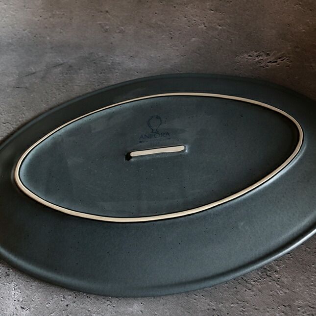 ANFORA マットグレイ オーバルプレート38cm | 磁皿 器