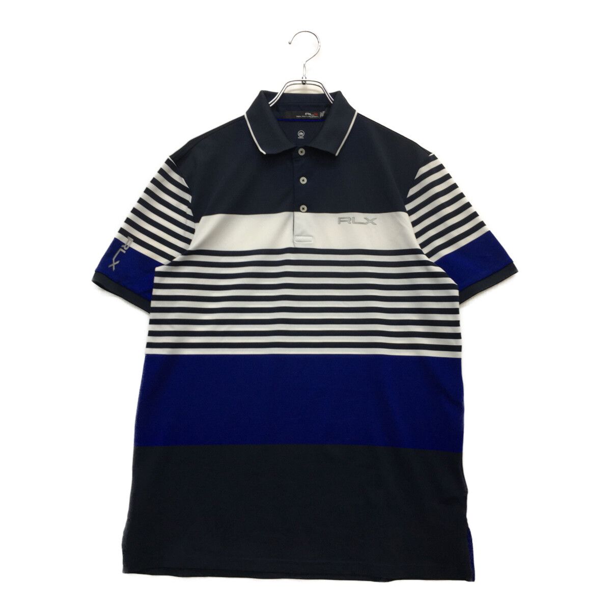 RLX ラルフローレン 半袖ポロシャツ ボタンダウン 花柄 ブルー系