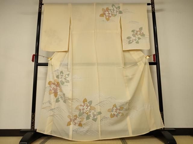 平和屋着物＊夏物　訪問着　駒刺繍　絽　紫陽花　銀彩　正絹　逸品　AABB2551jd 平和屋着物＊夏物 訪問着 駒刺繍 絽 紫陽花 銀彩 正絹 逸品 AABB2551jd