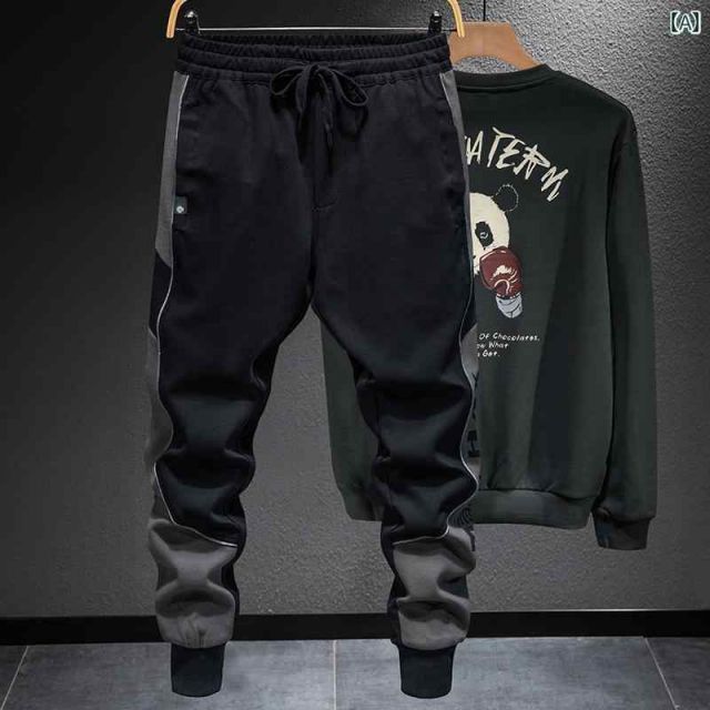 正規品，送料無料 種類7：2XL/A：黒パンツ メンズ 男性用 ファッション オシャレ シンプル 大人 かっこいい ストリート ヒップホップ HipHop 春 レッグ タイ スポーツ カジュアル パンツ ゆったり 大きいサイズ ニ その他