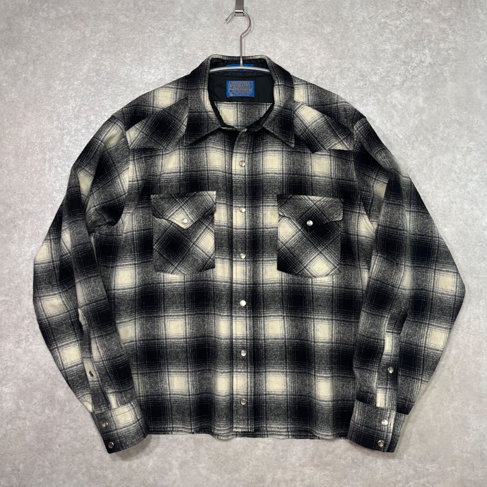 ヴィンテージ PENDLETON ペンドルトン ボードシャツ 黒 無地 L 美品 1950s Pendleton Wool Shirt 