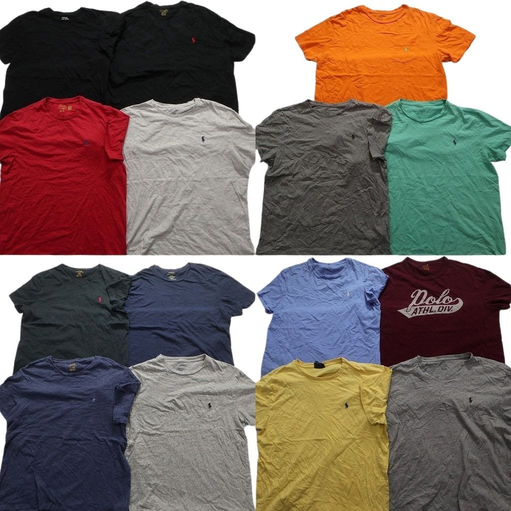 古着卸 ラルフローレン 半袖Tシャツ 15枚セット メンズ Ｍ |Ｌ カレッジ風 ポケＴ Ｖネック 古着 NA0340