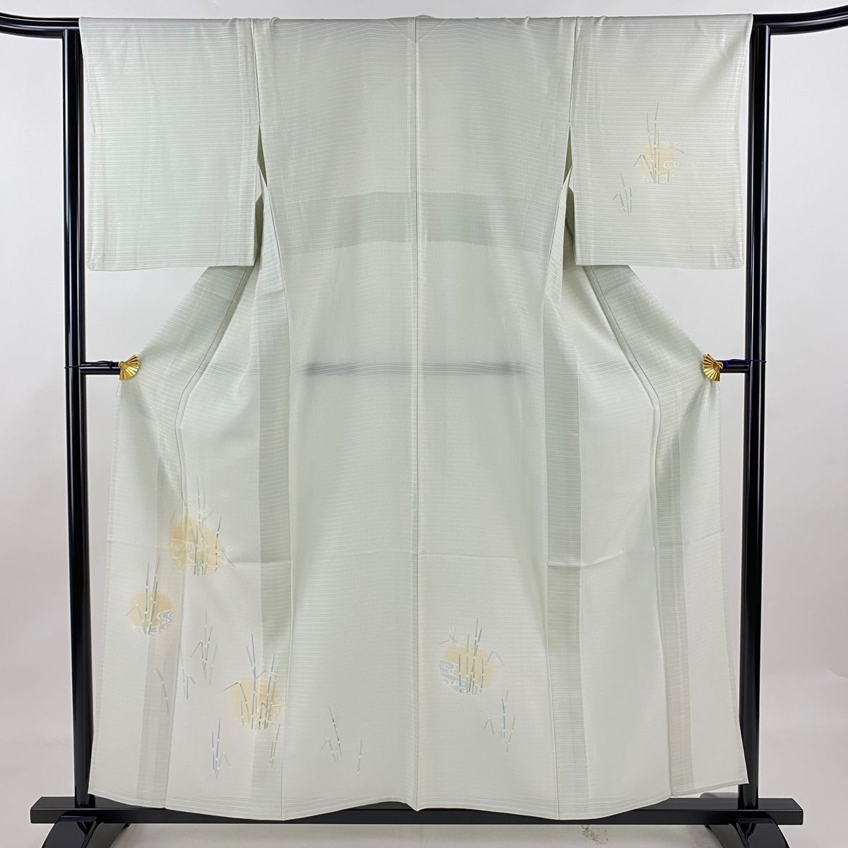 付下げ 身丈157cm 裄丈62.5cm S 薄物 絽 とんぼ 木賊 薄緑 正絹 名品
