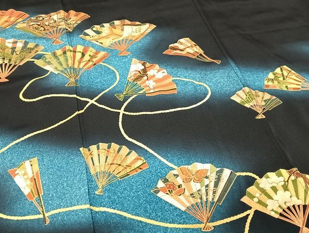 平和屋-こころ店□漆工芸作家 金森一博 黒留袖 舞扇花蝶文 暈し染め 金彩 正絹 逸品 AAAI6841Bzg - メルカリ