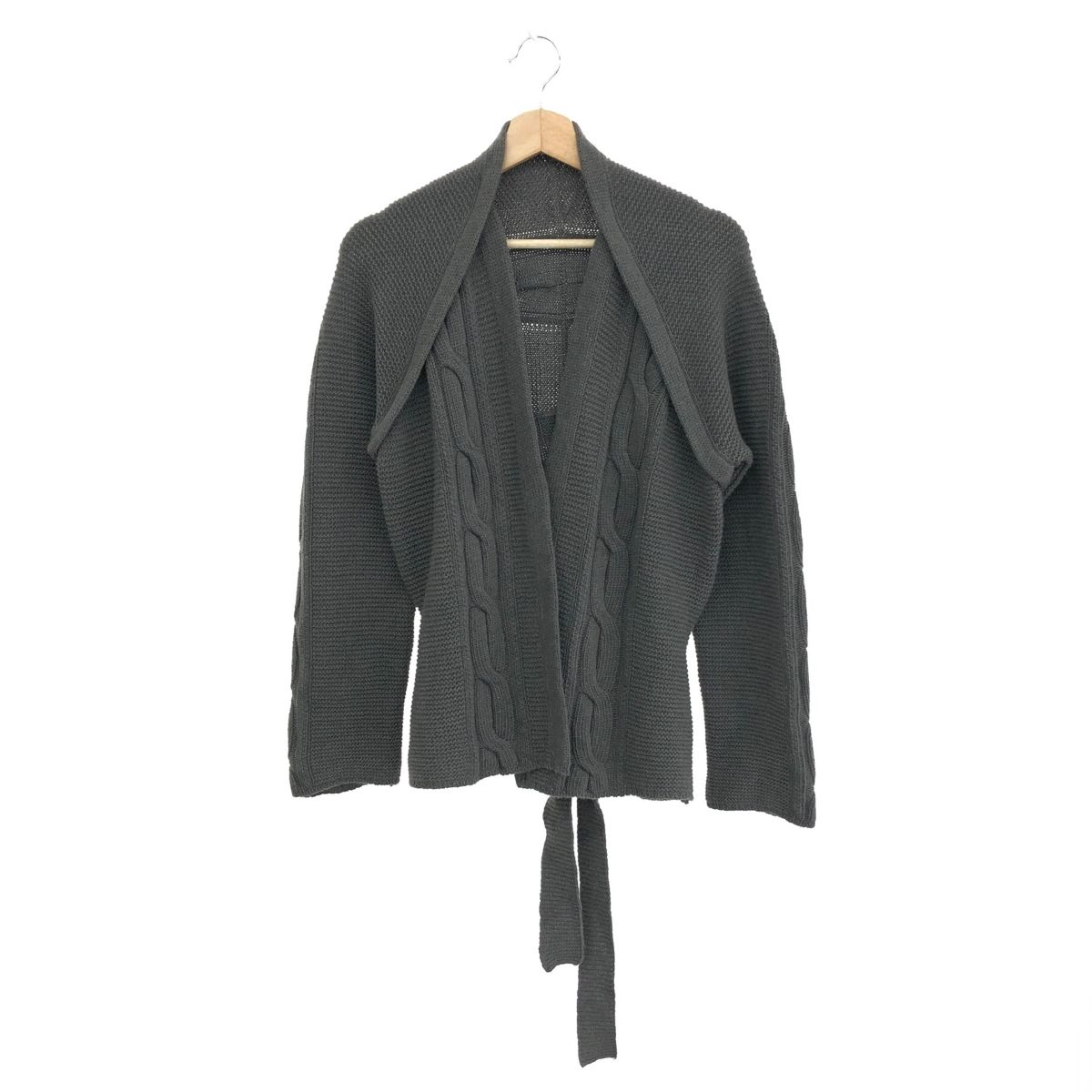 良好 MAX MARA マックスマーラ ケーブルニットガウン カーディガン サイズ L グレー カシミア30% レディース 白タグ 240001140715
