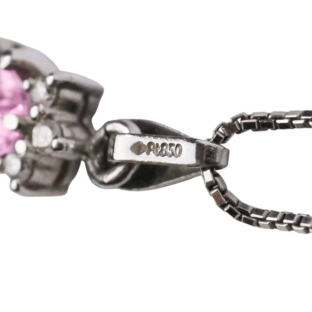 ジュエリーマキpt850ダイヤとピンクストーンのネックレス