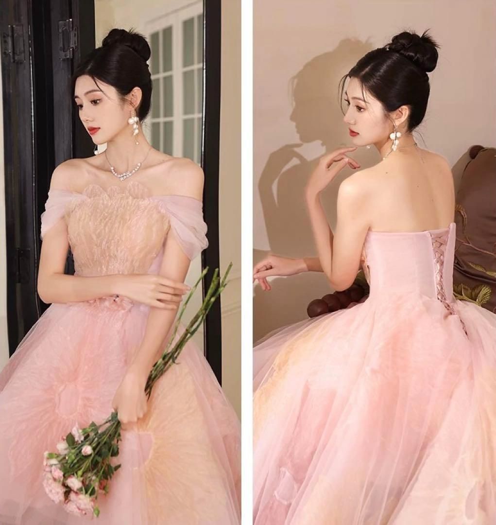 ミニが可愛い❤️カラードレス❁お花モチーフ❁オーロラカラー 結婚式 お色直し 新品未使用ミニが可愛い カラードレス お花モチーフ オーロラ