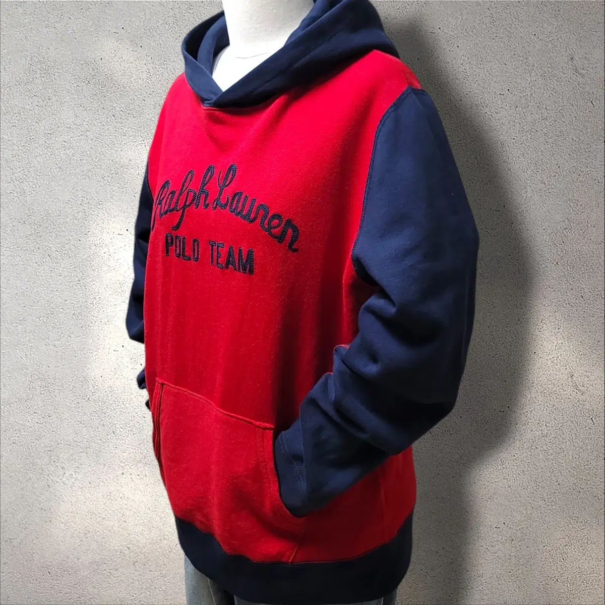 【雷市場（ポンジャン）商品韓国直送】 XL18 ー 20 POLO RALPH LAUREN(ポロラルフローレン) レッド u0026 ネイビー 裏起毛 フード付きTシャツ