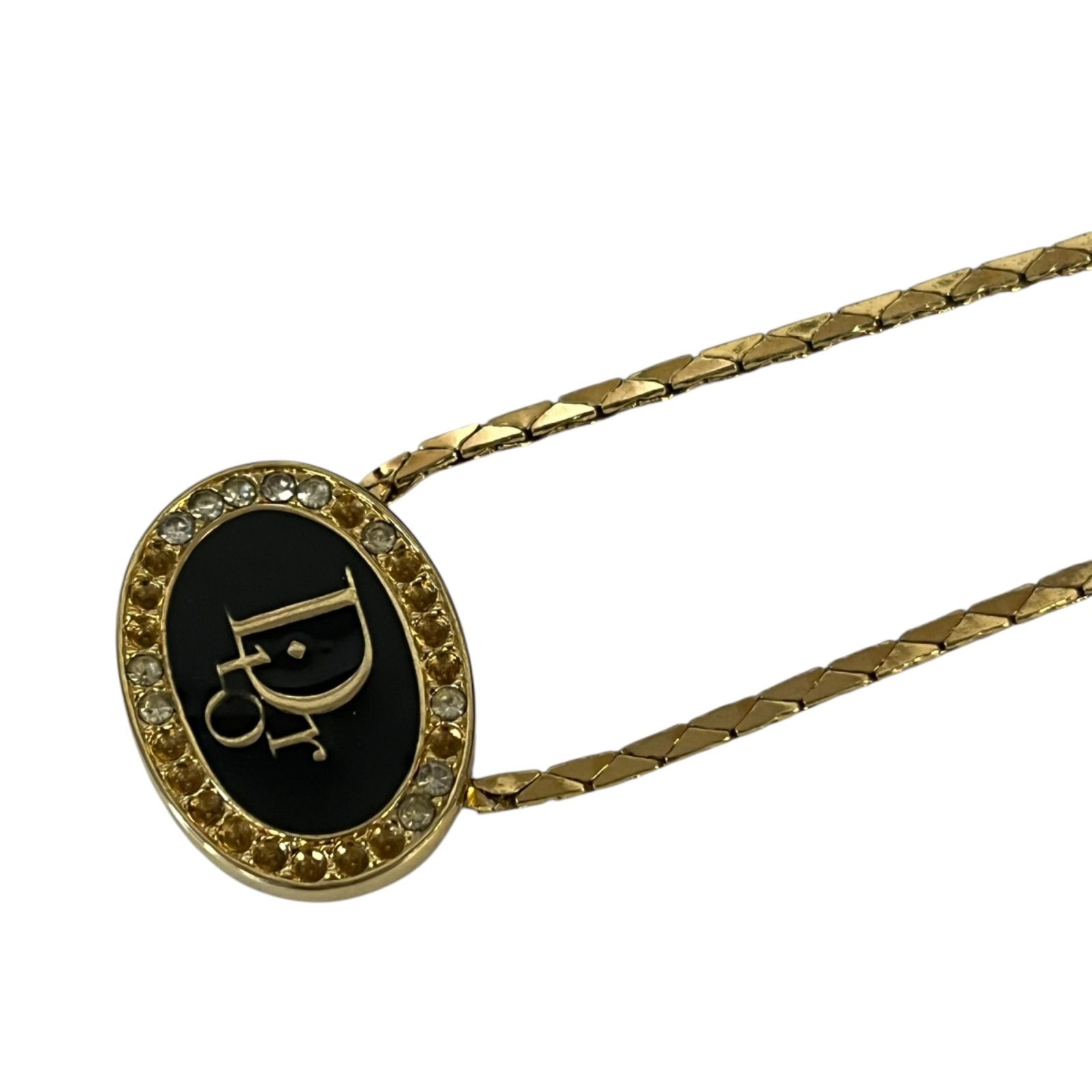 管30549】Christian Dior ディオール ネックレス ロゴ オーバル
