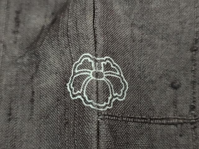 平和屋着物▽越後古代紬 単衣 抽象文様 反端付き 正絹 逸品 AABB2086fy