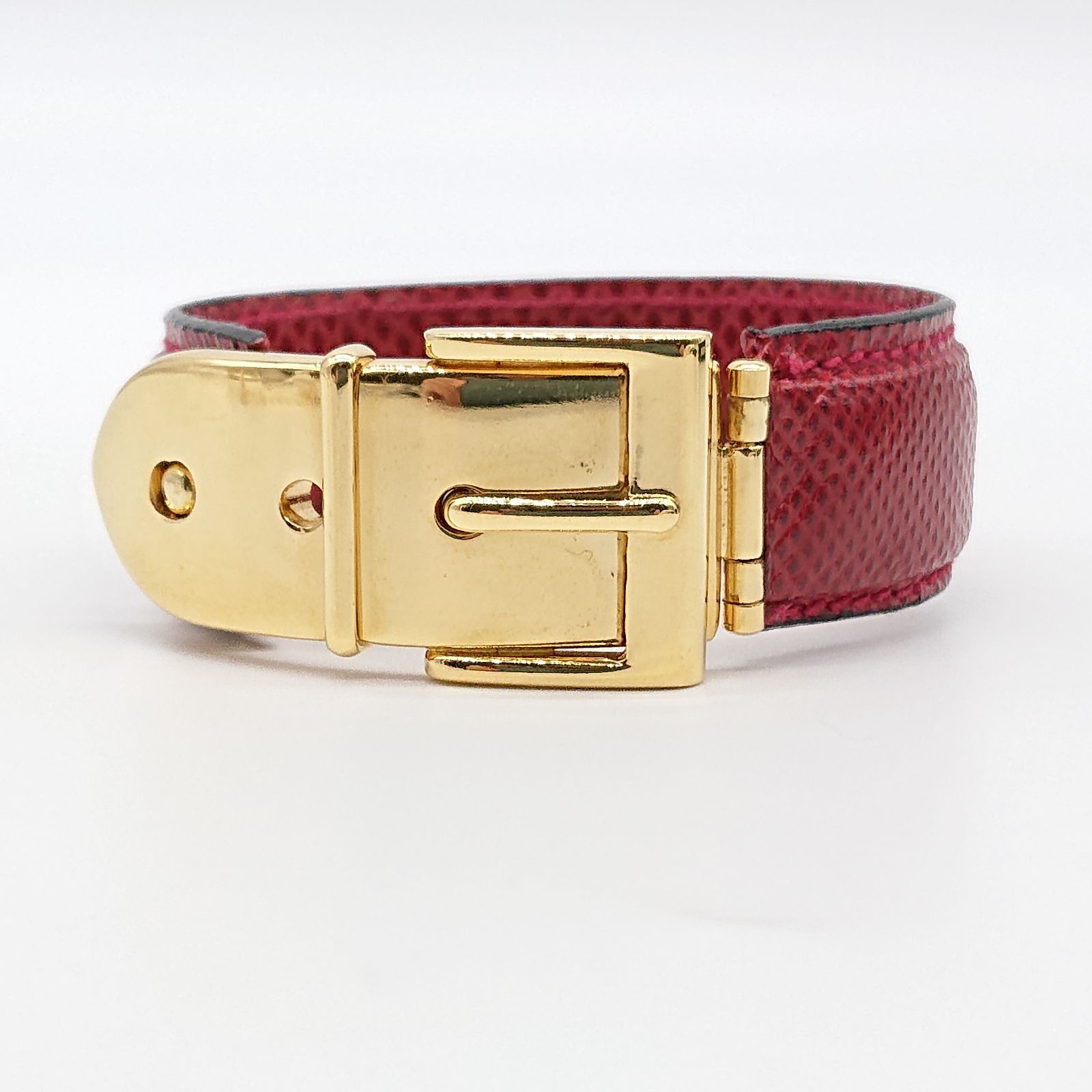極美品】 グッチ GUCCI ブレスレット バングル レッド ゴールド 