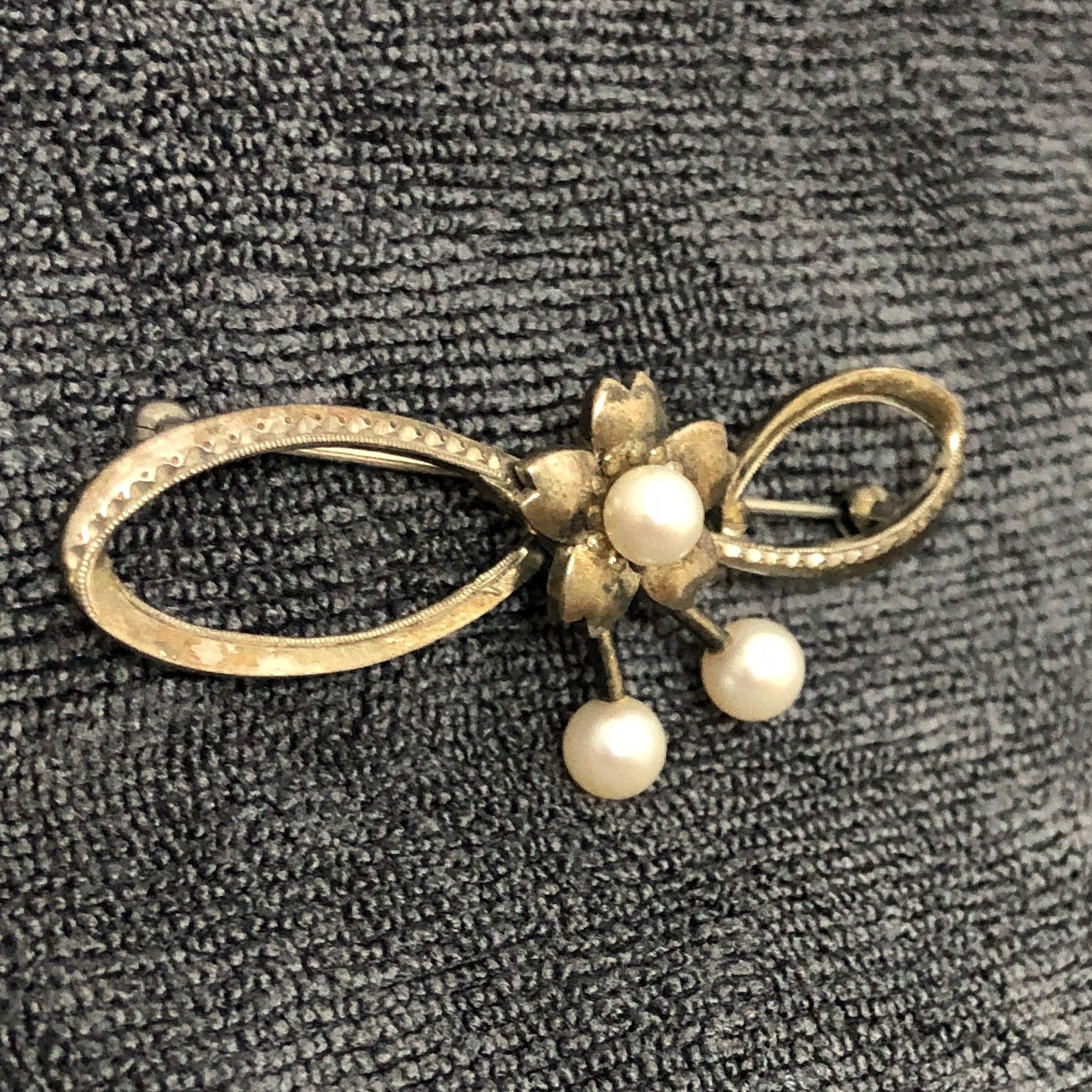 MIKIMOTO ミキモト ブローチ シルバー ヴィンテージ パール 刻印