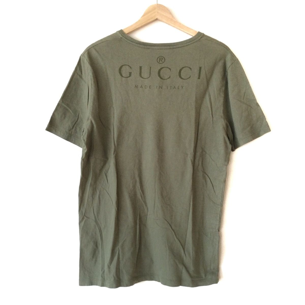 GUCCI(グッチ) 半袖Tシャツ サイズL メンズ - カーキ Vネック - メルカリ