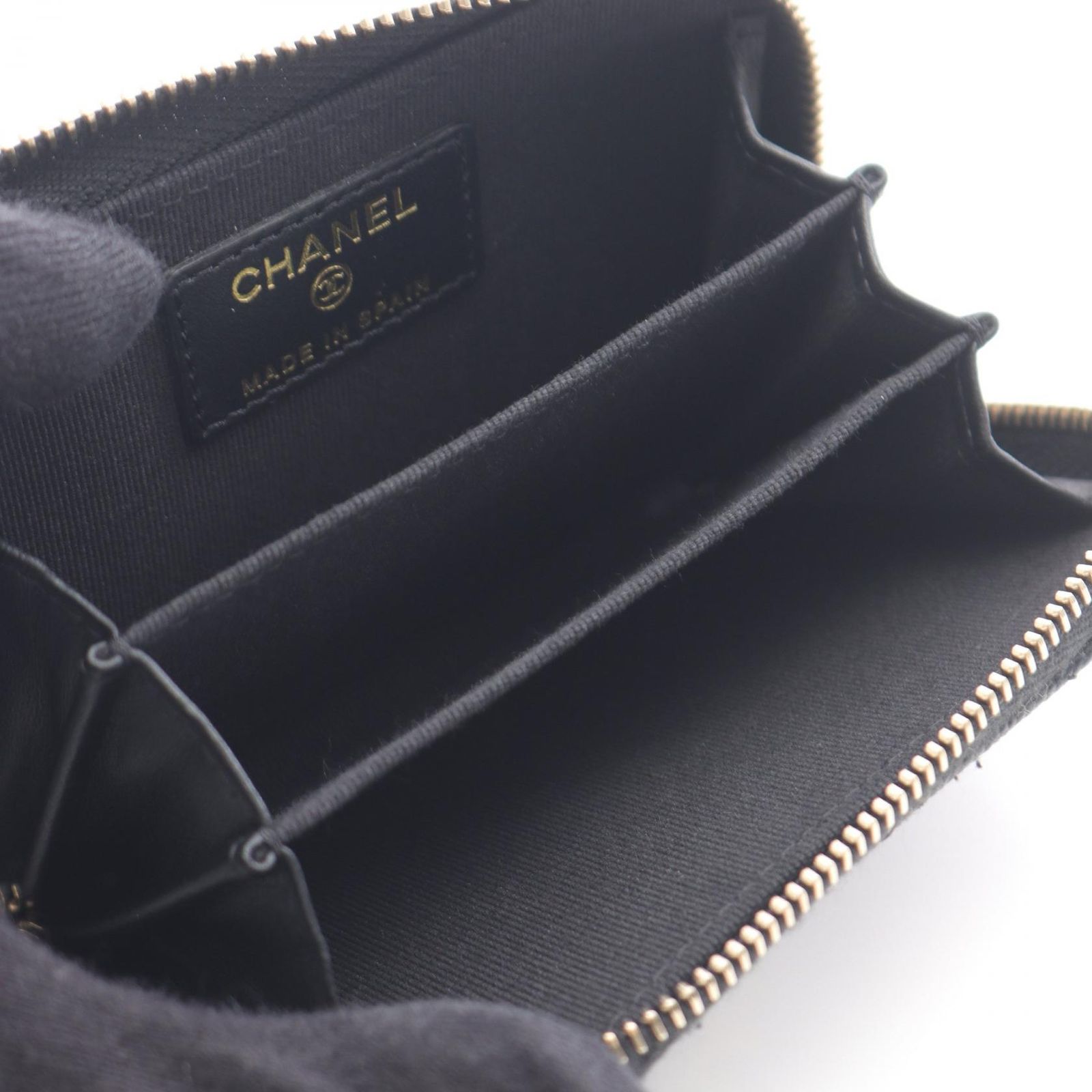 シャネル CHANEL コインケース マトラッセ ブラック カーフ