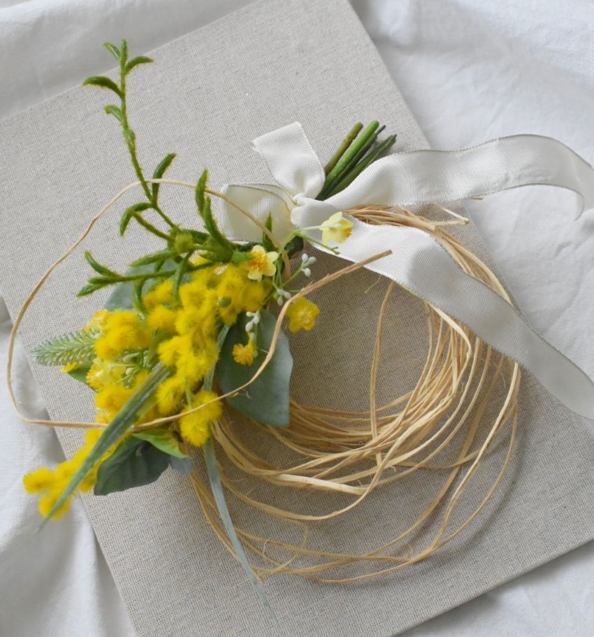 2way☆春を告げるミモザのスワッグリース☆イエロー×グリーン - メルカリ 